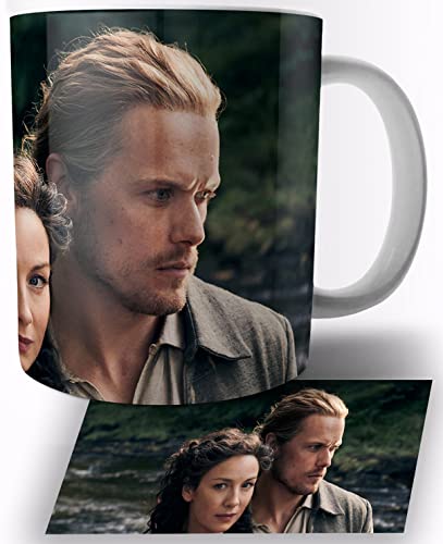 Outlander Sam Heughan Caitriona Balfe E Taza de Ceramica Blanca 325ml Mug
