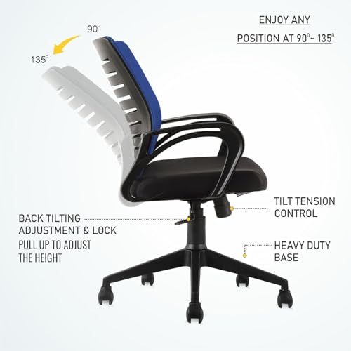 Image of Ngfc Office Chair for Home with Back Support Arm Rest 360 Degree Rotating Office Chair with Tilt Lock Mechanism High Comfort Seating Ergonomic Chair for Home & Office (Blue)