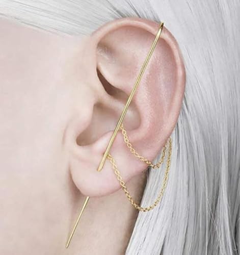 1Pcs Ear Crawler Earrings for Women Ear Cuff Earrings Helix Hook Earrings Ear Wrap Earrings Pearl Rhinestone Lightning Bolt Pierced Clip Earrings Trendy Jewelry for Women3