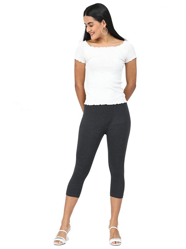 Image of Robinbosky Premium Stretchable Cotton Capri Legging for Women | Suitable for Formal wear & Casual wear | High-End Elastic Makes. The Leggings Squat Proof and Durable for Travel, Yoga, & Workout.