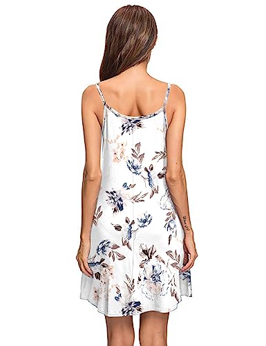 Image of MISFAY Women's Summer Spaghetti Strap Casual Beach Cover Up Dress with Pockets