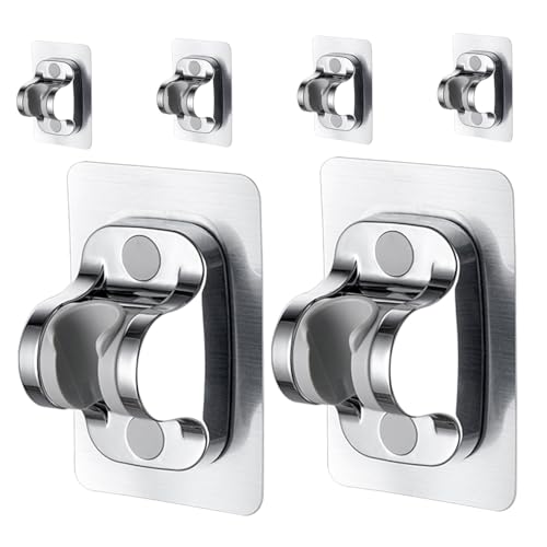 ledmomo 6個強力粘着式免打孔シャワーホルダー 多角調節可能なユニバーサル花洒支架 手持ちシャワーヘッド対応 壁傷けず簡単取付 防錆防水