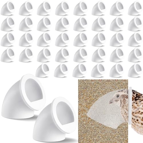 Teenyyou 10 Pack Quail Feeders No Waste Chicken Feeder Port DIY Chick Feed Saver Quail Supplies for Coturnix Small Poultry Farm Bucket Bin Container (1.5 Inch White)