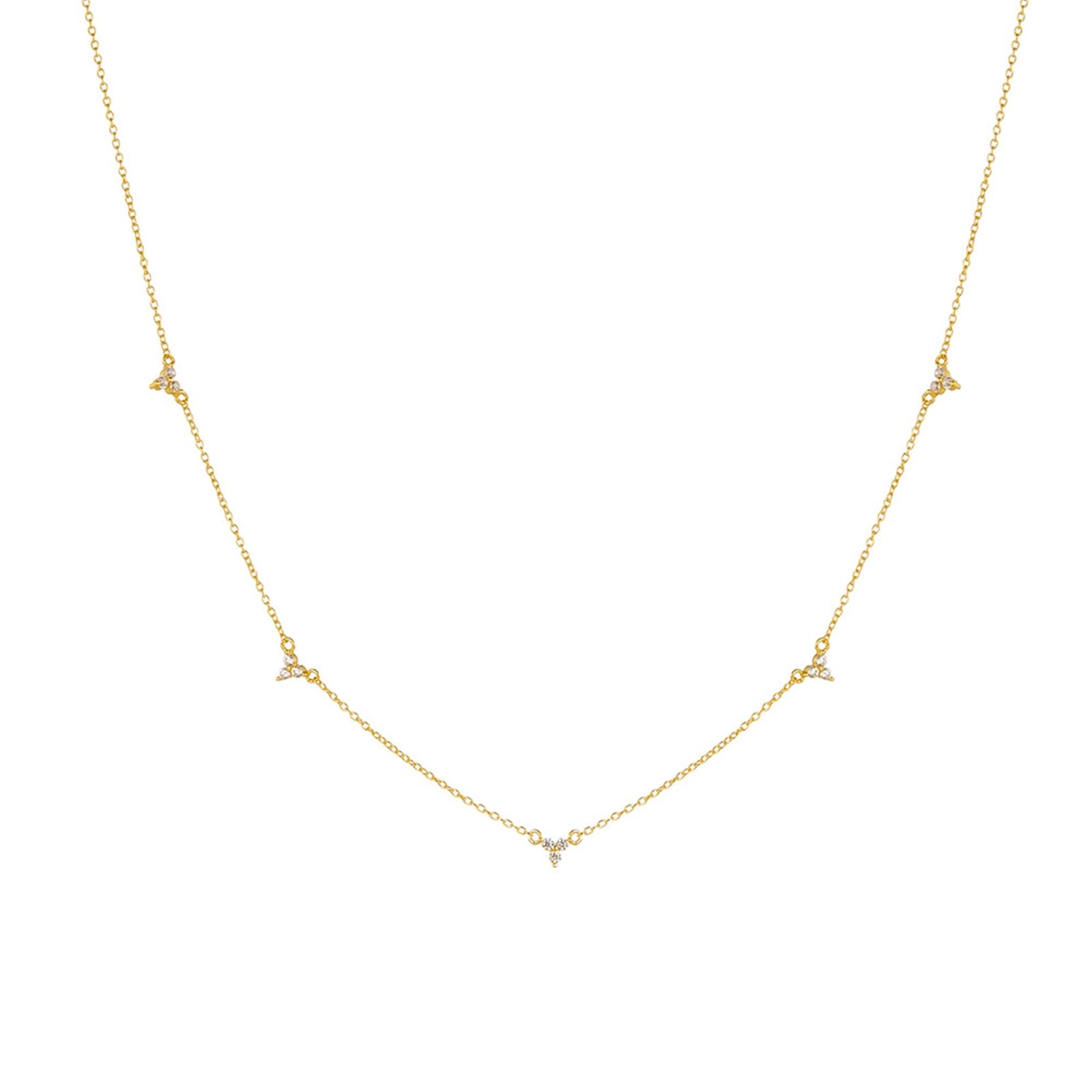 Elegantes collares largos para mujer, cadena de oro amarillo de 9K/14K/18K con diamante creado en laboratorio, collar de lágrima Rolo para mujer, 38+5 cm