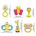 infunbebe Baby Rattles Teether Toy, Grab, Shaker & Spin Rattle, First Senses Shaking Bell Rattle Set for 3+ Months Infant, 6 Pcs