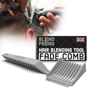 BLEND FREND Original Grade 1(3mm) UK-Made Fade Comb, Blend Hair at Home like a Barbershop, Compatible with Hair Clippers and Trimmers for Barber Accessories, Blending Comb