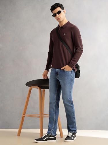 Image of Thomas Scott Men's | Solid | Full Sleeve | Regular Fit | Cotton Blend | Polo Collar | Casual Tshirt