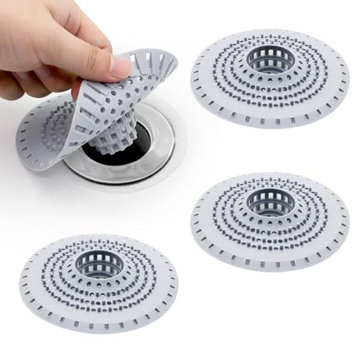 4 Stück Abflusssieb,Silikon Haarsieb Dusche mit Saugnapf, Haarfänger Dusche Abfluss Abdeckung,Duschabfluss Haarfänger, Abflusssieb Dusche,Silikon Haarsieb Dusche Für Küche, Dusche, Badewanne