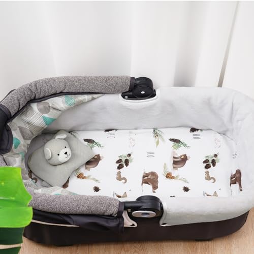 Image of david's kids 3 Pack Bassinet Sheets, Ultra Soft Breathable Comfortable Baby Sheet Set for Boys Girls Neutral, Univeral Fit for Most Cradle and Bassinet Mattress, Woodland Animals