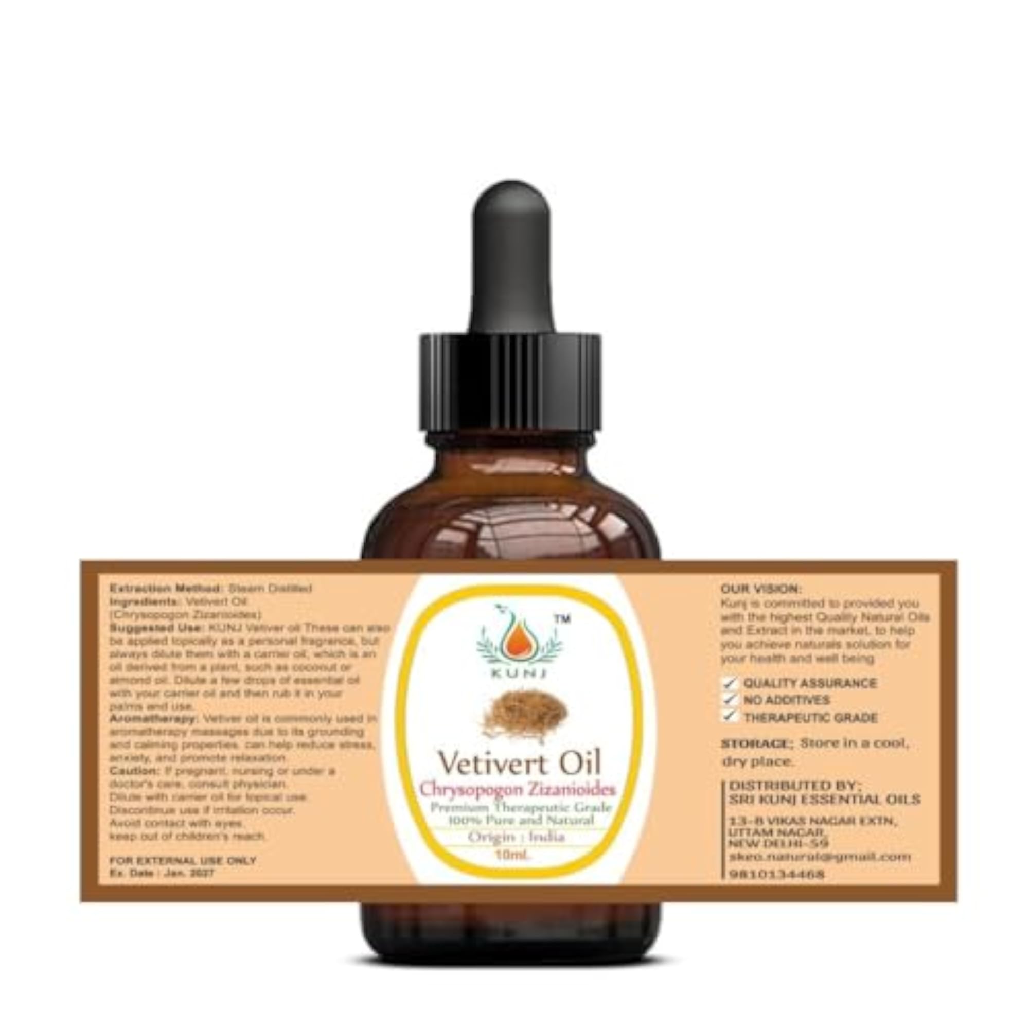 Vetiver Essential Oil 10 ML, 100% Pure