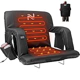 LILYPELLE Double Heated Stadium Seat Bleacher Seat with Back & Arm Support, Portable 6 Reclinng Positions Stadium Seating for Bleachers, Bleacher Seats for Sports Events, Outing, Travelling, Hiking