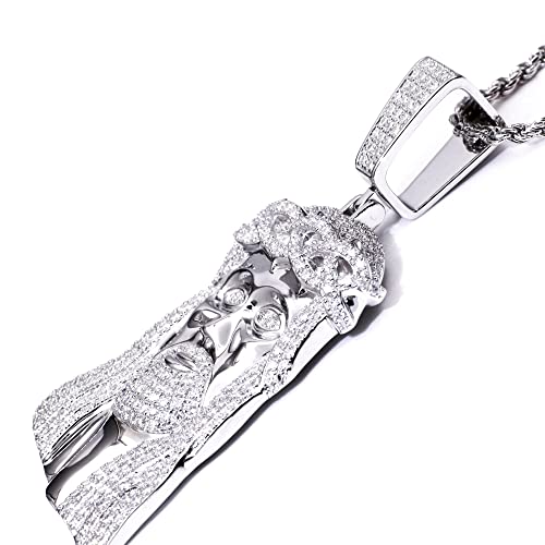 Tianyu Gems 7Ctw Moissanite Necklace For Men I 24 Inch Def Vvs Moissanite Diamonds Jesus Long Pendant Necklace For Women I Sterling Silver With 18K Real Gold Pendant Necklace (Silver) #TOP5