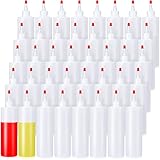 Irenare 40 Pcs 12 oz Plastic Squeeze Condiment Bottles with Red Tip Caps, Empty Squirt Bottle Dispenser Leakproof Refillable Sauce Containers for Paint Dye Ketchup Syrup Oil Dressing Arts