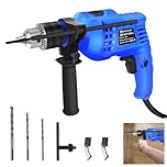 Power 230V 850W Rotary Hammer Drill Set, Wood Concrete Steel Stone Electric Breaker with 360° Rotatable Side Handle 3000rpm Variable Speed Depth Gauge 13mm Chuck and Drill Bits(5/6/8mm)