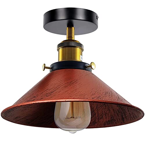 Iluminación LED de techo moderna con lámpara colgante cónica de metal rústico para recibidor