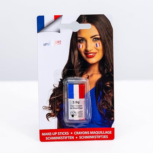 Maquillage Tricolore Bleu Blanc Rouge en Stick pour Supporter de l'équipe de France - Très simple Utilisation, Idéal pour Supporter l'équipe de France...