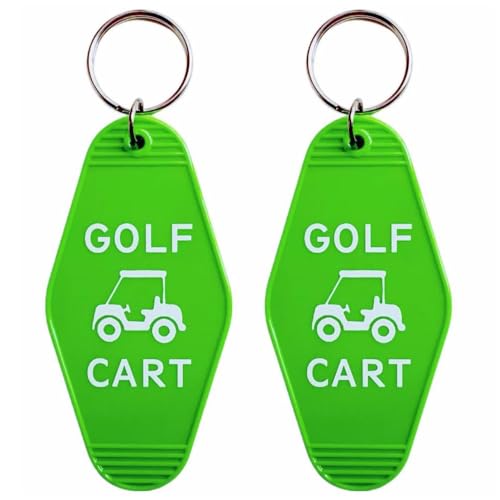 Image of 2pcs Golf Cart Keychain Plastic Retro Motel Golf Cart Key Chain for Women Men