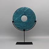 Eastern tide Disco decorativo de mármol sobre soporte de metal, pieza de exhibición de arte moderno, piedra redonda de la fortuna (turquesa)