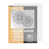 VEOOK Translucent Vellum Paper, 50 Sheets 56lbs/83gsm 11 x 17 inches Printable Vellums Tracing Paper for Tracing, Drawing, Sketching, Card Overlays, Invitations Belly Bands, Envelope, Lantern(VP-05)