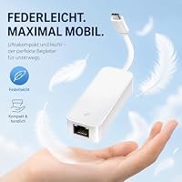 TP-Link USB C Ethernet Adapter 1000Mbps, USB C LAN Adapter Netzwerkadapter Kompatibel mit iPhone 17, iPad, MacBook, Windows, Galaxy S25, Faltbar und tragba (UE300C) – Ansicht 2