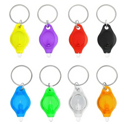 kcrnw 8 Pack Mini Colorful LED Keyring Torches Super Bright Mini Keychain Flashligh Compact Pocket Key Chain Torch Light for Kids and Adults, Camping, Hiking,Traveling, Outdoor, Emergency Lighting