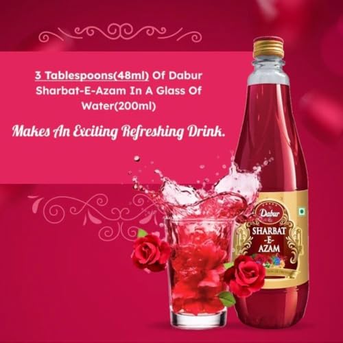 Image of Dabur Sharbat-E-Azam, 750 ml | Traditional Refreshing Summer Sharbat for Beverages, Milkshakes, Mocktails & Desserts.