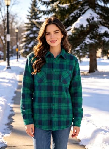 Image of HODOSPORTS Mens Flannel Shirts Jacket Fleece Sherpa Lined Heavyweight Button Down Plaid Shirts Coat Long Sleeve with Pockets