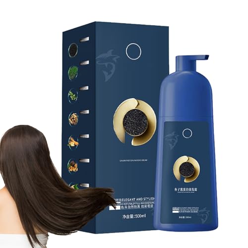 Champú Colorante con Proteína de Caviar - Tinte para Cabello de Hombres y Mujeres | Cobertura Instantánea de Canas | Fórmula Natural 3 en 1 para una Coloración Fácil en Casa, 500ml