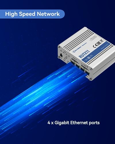 Image of Teltonika RUTX11100400 Model RUTX11 Industrial Cellular Router; 4G LTE CAT 6; Dual SIM; WI-FI and BT; Compatible with All US Operators