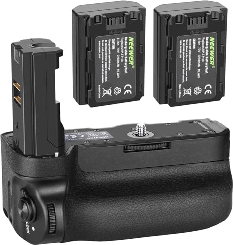Neewer Vertical Battery Grip Compatible with A9 A7III A7RIII Cameras, Replacement for VG-C3EM with 2 Packs 7.2V 2280mAh 16.4Wh Rechargeable Li-ion Battery