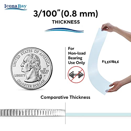 Image of Icona Bay PET Plexiglass, Thin & Flexible Plastic Sheets (24x36 x 0.03 inch, Clear, 3 Pack), PET Sheeting is Pliable Unlike Acrylic, Easy to Cut for DIY Art Projects & Protective Barriers