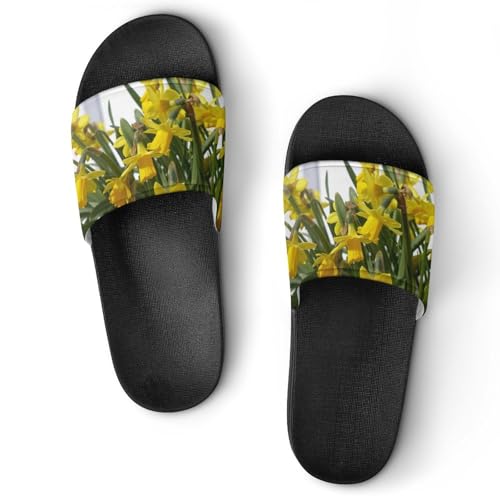 Image of JiuPopular Non-Slip Slippers, Bouquet of Daffodils Sliders for Men And Women, Shower Slides