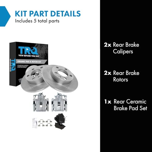 Image of TRQ Rear Brake Pad & Rotor Kit Ceramic Compatible with 2000-2006 Audi TT TT Quattro 1999-2004 Volkswagen Jetta