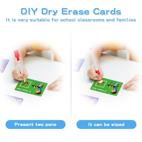 Visual Calendar, Autism Learning Materials Felt Visual Schedule Calendar Chart Toddler Visual Behavior Tools with 20 Daily Task Cards 6 Blank Cards 2 Wipe a Pen Daily Routine Chart for Home - Image 6