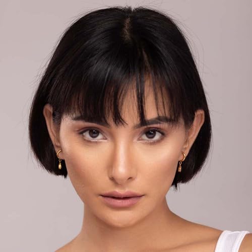Image of PALMONAS 18k Gold Plated Solitaire Drop Hoop Earrings for Womens Waterproof & Anti-Tarnish