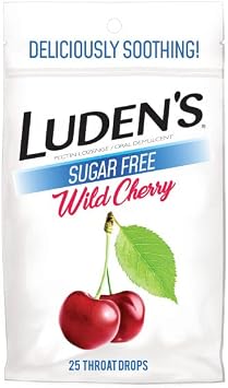 Ludens Sugar Free Wild Cherry Throat Drops, Sore Throat Relief, 25 Count 6 Pack