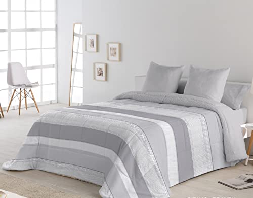 DHESTIA HOME - Edredón Sherpa Borreguillo Nórdico Invierno Brandy Gris - Gris, Cama 135/150