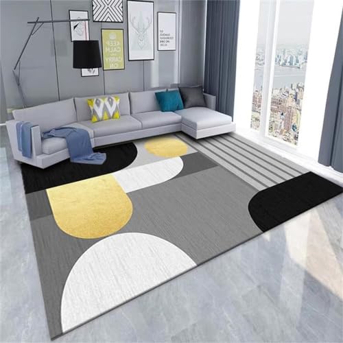Tapis de salon gris 80x150cm au motif géométrique moderne