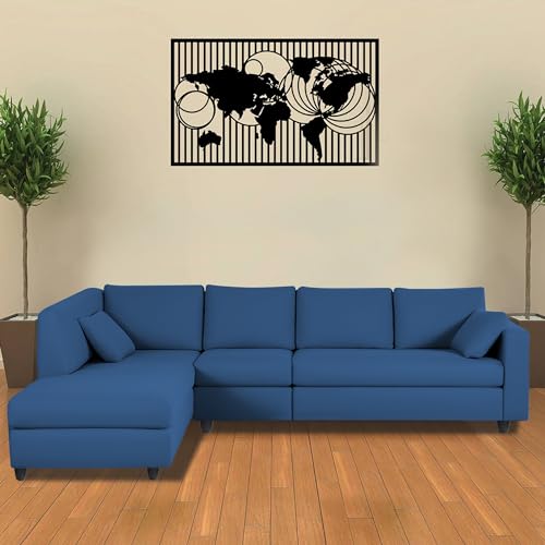 Image of Florian LHS 6 Seater L Shape Sofa Set for Living Room (Blue Fabric) Premium Fabric Sofa