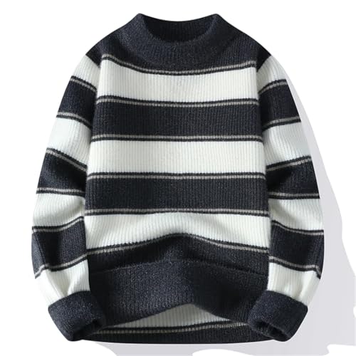 Men Casual Business Korean Slim Striped Pullovers Solid Men's O-Neck Long Sleeve Sweater4