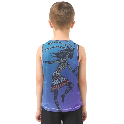 JUNZAN Tribal Dancer Children Tank Top Sleeveless Summer Vest Tee Toddler Boy Shirts for Basketball Sports Beach 3T3