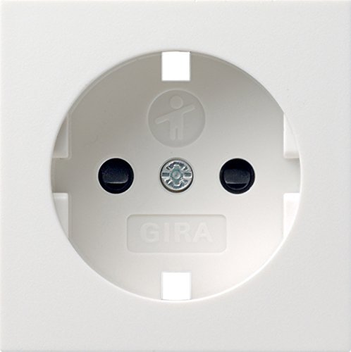 Preisvergleich Produktbild Gira Ersatz-Abdeckung für Schuko-Steckdose mit integriertem erhöhten Berührungsschutz KS und Symbol - System 55 Reinweiß glänzend