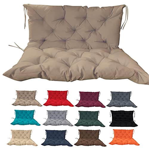 2-3 Seat Replacement Swing Seat Cushion, Outdoor Bench Cushion with Backrest and Straps , Non Slip Sun Protection Porch Bench Seat Cushion for Home Garden Patio Outdoor Indoor Swing,Khaki-40x60in
