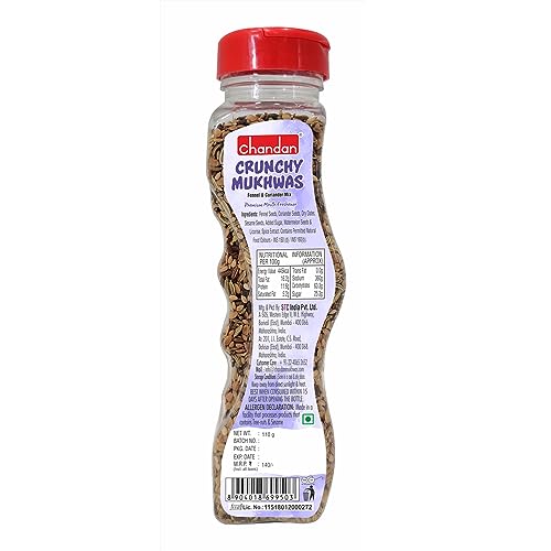 Image of Chandan Mouth Freshener Crunchy Mukhwas Fennel (Saunf) and Dhana Dal | Premium Mouth Freshener | 110 grams | Boosts Energy, Rich In Iron and Calcium
