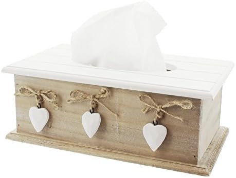 Tissue Box with White Hearts in Country House Style