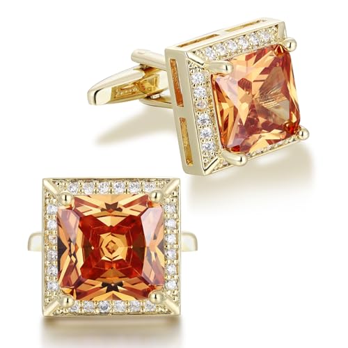 Crystal Cufflinks for Men, Purple Cufflink CZ Sparkle Diamond, Square Cufflinks for Wedding Groom Best Man, Cuff link 0.62 * 0.62inch