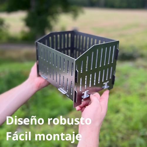 Cesta Quemador de Pellets de USEFUL SWEDEN - Quema Pellets de Madera en Estufa de Leña o Chimenea Abierta, Acero Sueco, 17.7 x 24.0 x 17.0 cm profundidad x ancho x altura, 2kg, Estufa de camping - imagen 5