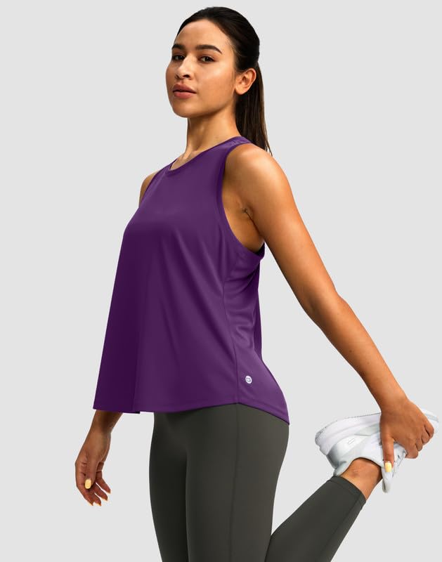 Image of Women's Workout Tops Racerback Athletic Tank Tops Sleeveless Loose Fit Yoga Running Gym Shirts for Women