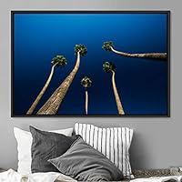 Framed Canvas Wall Art Palm Tree Colorful Cool Group Multicolor Photography Places Realism - 16x24 inches