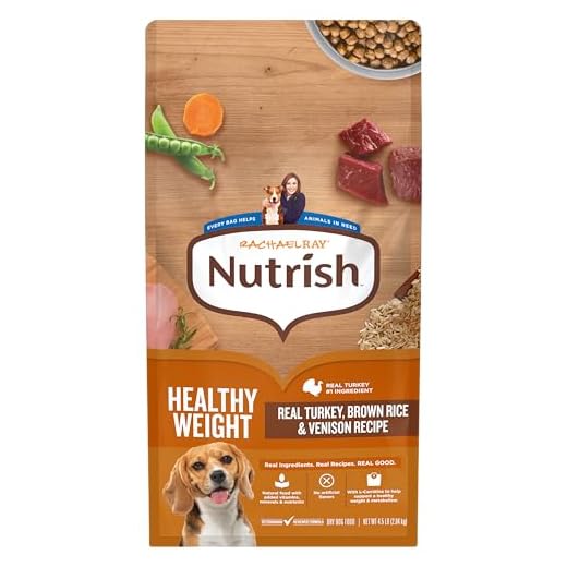 Nutrish Rachael Ray Healthy Weight Adult Dry Dog Food Real Turkey, Brown Rice & Venison Recipe, 4.5 lb. Bag